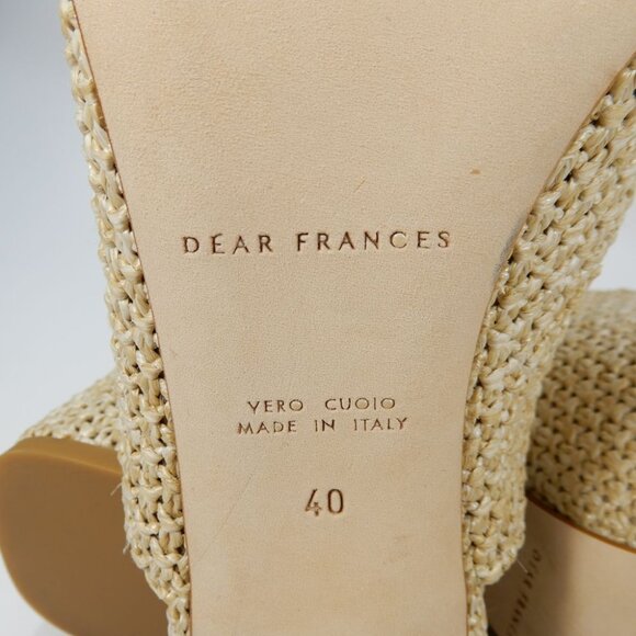 Dear Frances Deri Slip On Square Toe Mules EU 40 9.5 10 Beige Raffia Leather NEW - Picture 11 of 12